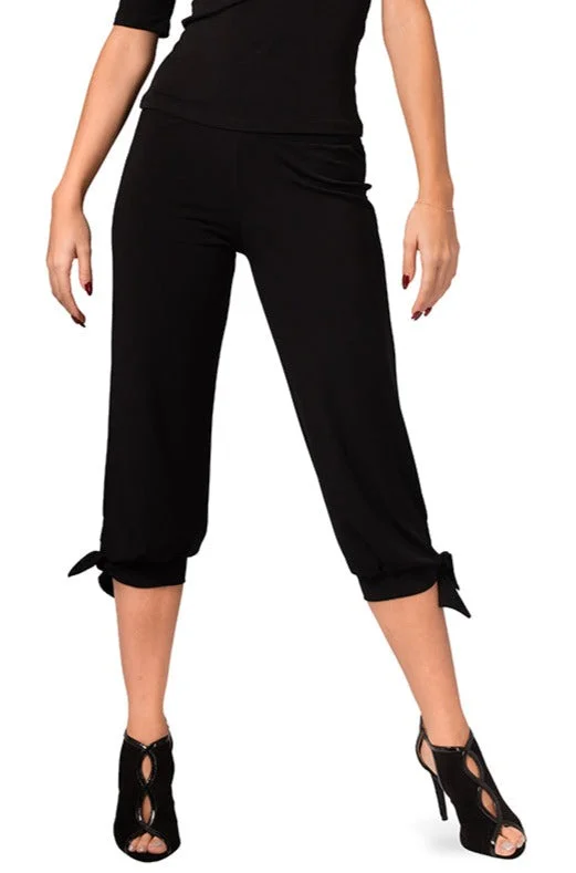 Capri Pants With Adjustable Cuffs Stylish Slim Trousers