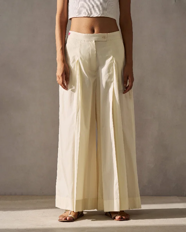 Big Flare Pants - Ivory Classic Stretch Pants