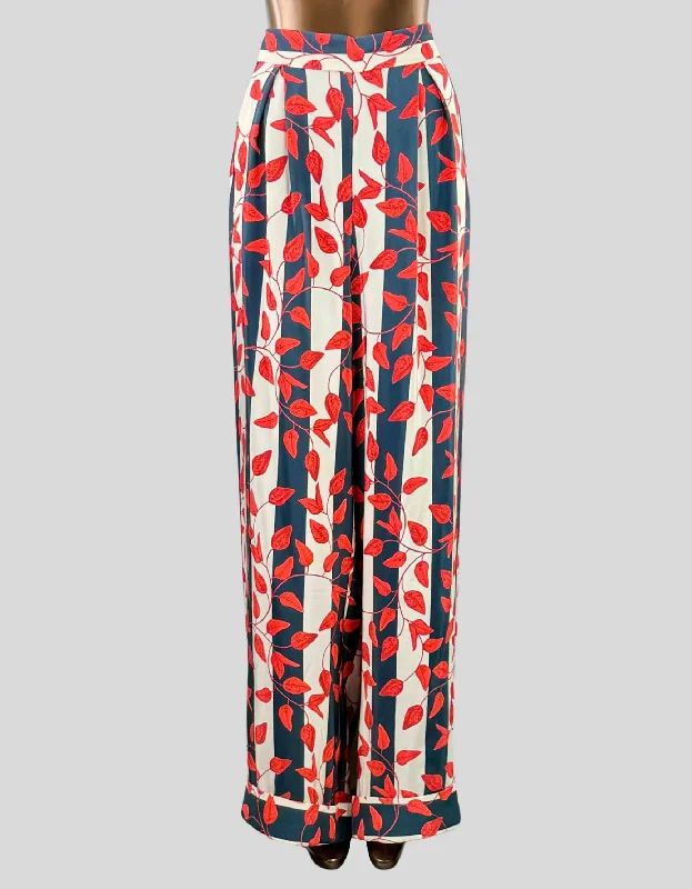 JOHANNA ORTIZ Leaf Print Wide Leg Pants  w/ Tags - 10 US Casual Lounge Pants