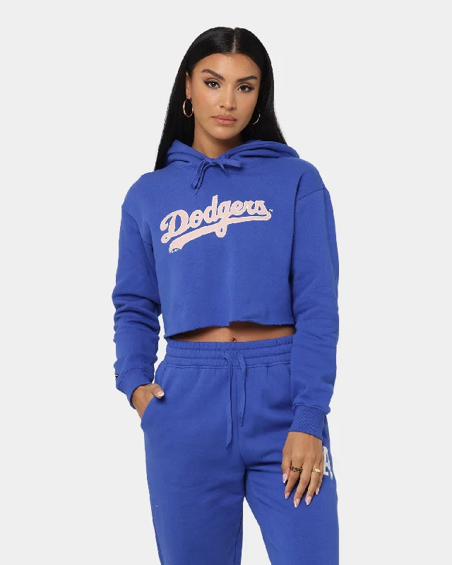 Majestic Athletic Women's Los Angeles Dodgers Wordmark Crop Hoodie Dazzling Blue