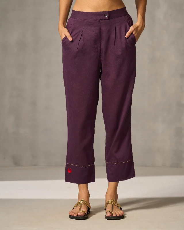 Novel Narrow Pants - Purple Trendy Tapered Pants