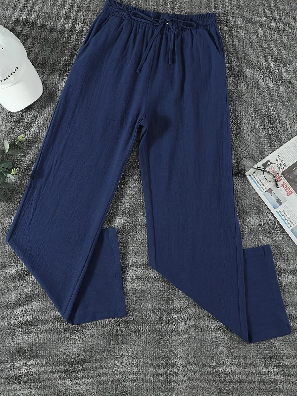 Drawstring Straight Leg Casual Solid Elastic Waist Pocket Fashion Loose Pants Stylish Harem Pants Drawstring Straight Leg Casual Solid Elastic Waist Pocket Fashion Loose Pants Stylish Harem Pants