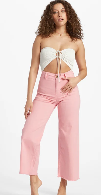 Free Fall High-Waist Pants- Flamingo Formal Wide-Leg Pants