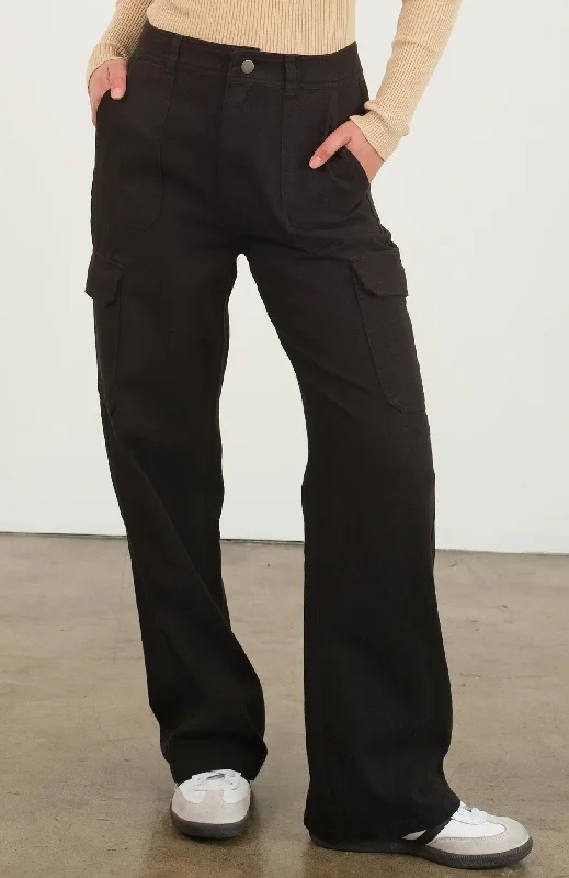 High waisted wide leg denim cargo pants