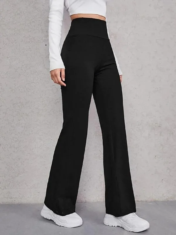 Casual Pant High Waisted Flare Pant Workout Solid Pant Soft Wool Pants