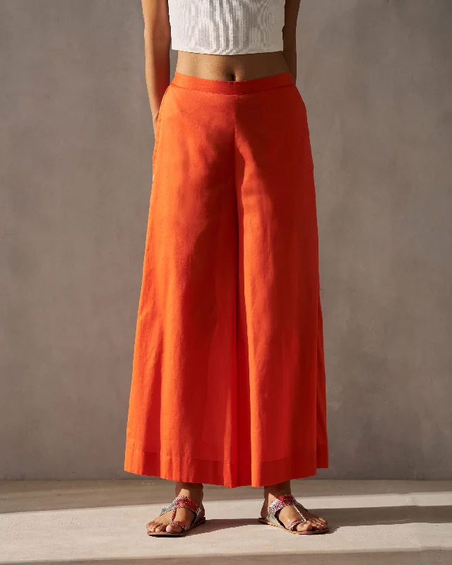Marrakech Flared Pants - Orange Stylish Paperbag Waist Pants