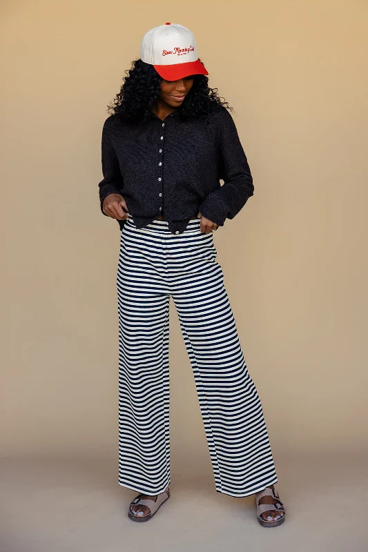 Another World Stripe Pants Comfy Zip-Up Pants
