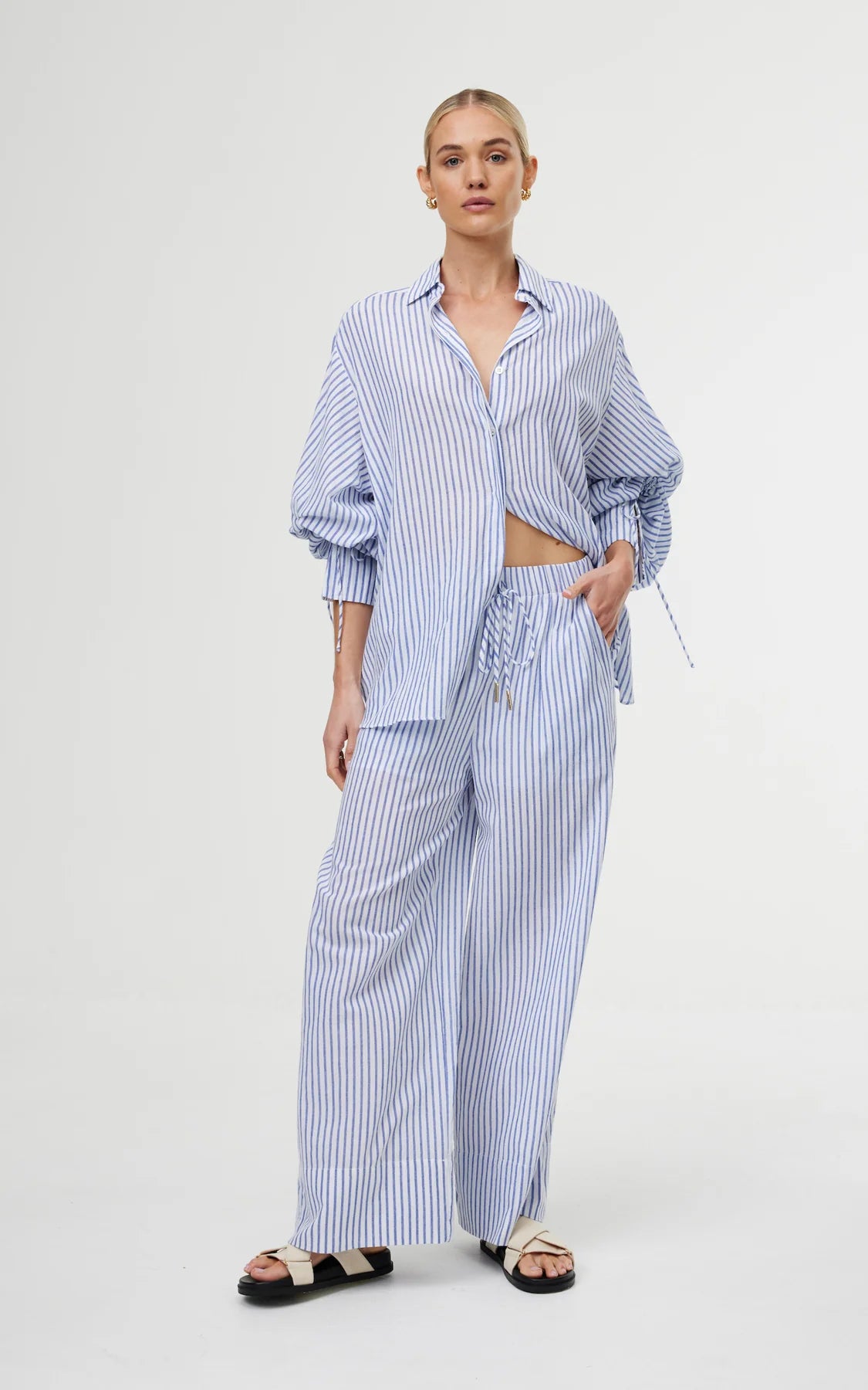 Kinney Hampton Pant - Sea Stripe Trendy Velvet Pants