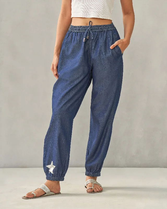 Jogger Pants - Denim Chic Capri Pants