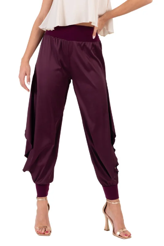 Satin Pants With Slits And Ankle Cuffs Formal Linen Trousers