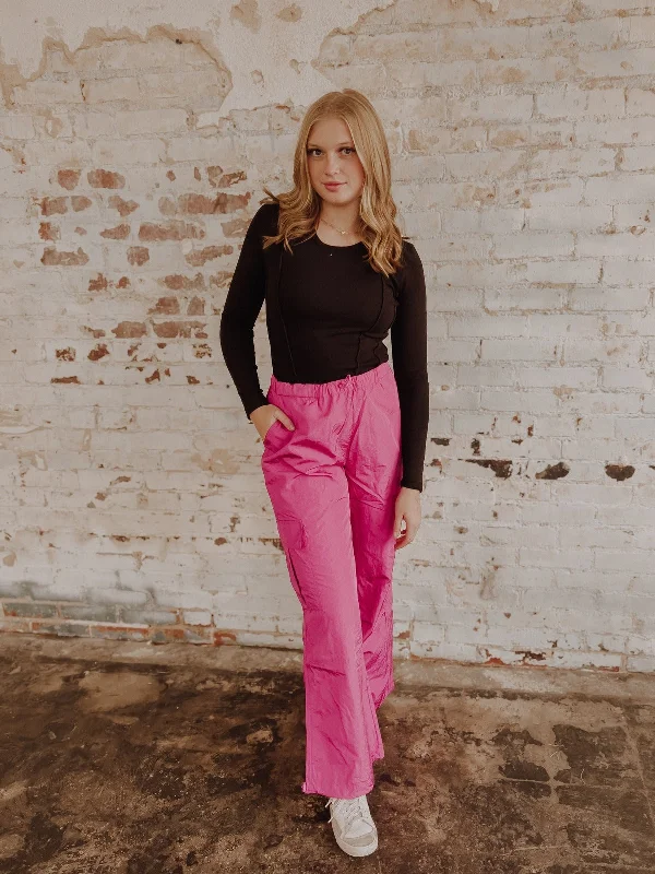 Trendy Take Parachute Cargo Pants Trendy High-Waist Trousers