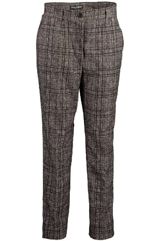 High Waisted Tartan Pleated Front Pant Trendy Palazzo Pants