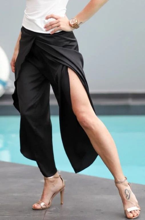 Satin Wrap Tango Pants Formal Slim Pants