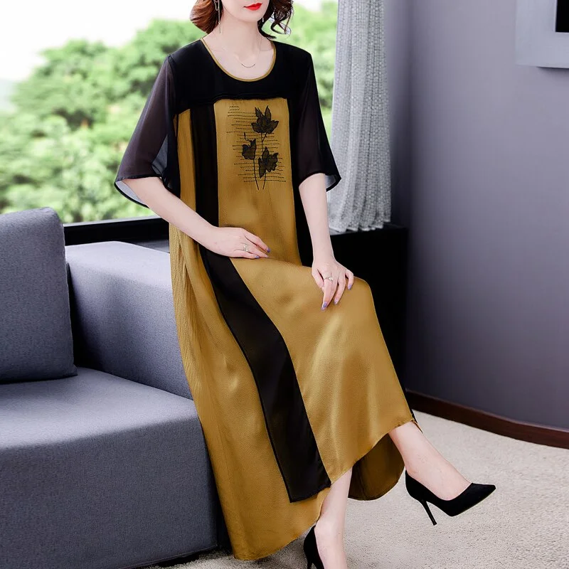 2022 Vintage Loose Floral Embroidery Mulberry Silk Dress Summer 4XL Plus Size Chiffon Maxi Dress Elegant Bodycon Party Vestidos Classic Tulle Maxi Dress 2022 Vintage Loose Floral Embroidery Mulberry Silk Dress Summer 4XL Plus Size Chiffon Maxi Dress Elegant Bodycon Party Vestidos Classic Tulle Maxi Dress