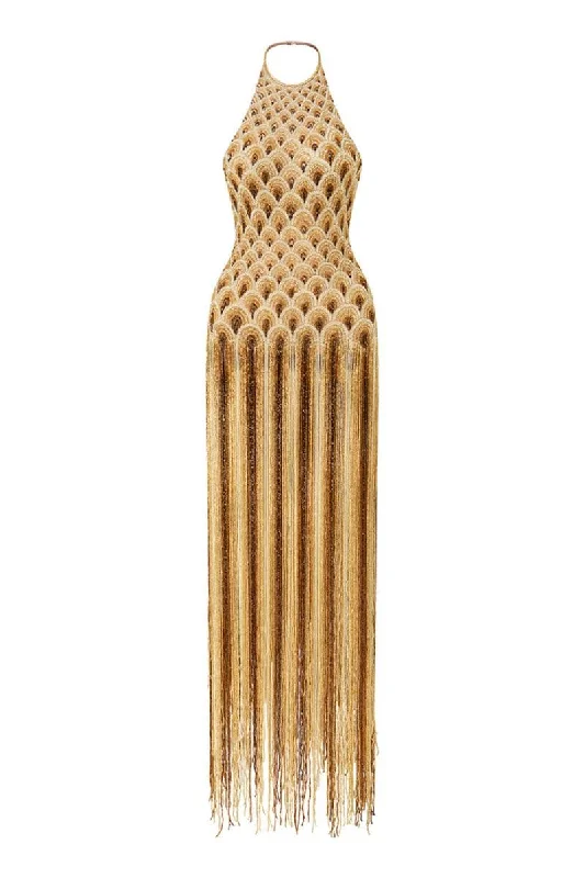 AURORA OVERALL BEADED MAXI DRESS