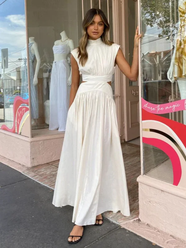 Blue Zone Planet | Bella's Solid Color Exposed Waist Pleated Maxi Dress Trendy Ruffled Maxi Dress Blue Zone Planet | Bella's Solid Color Exposed Waist Pleated Maxi Dress Trendy Ruffled Maxi Dress