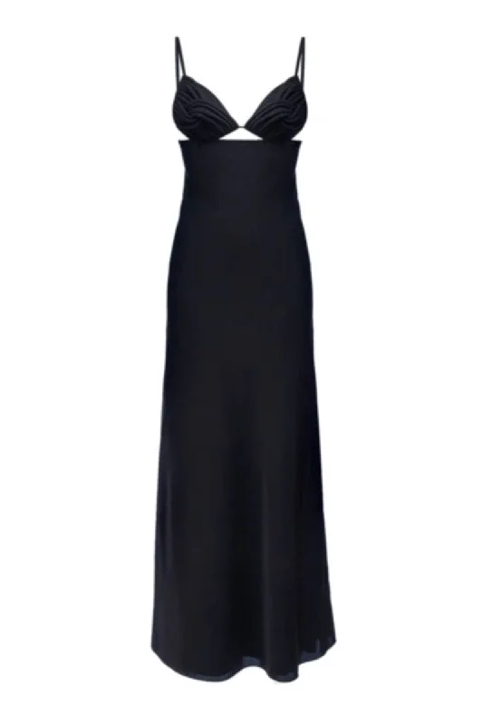 BLACK SILK CORSET MAXI DRESS