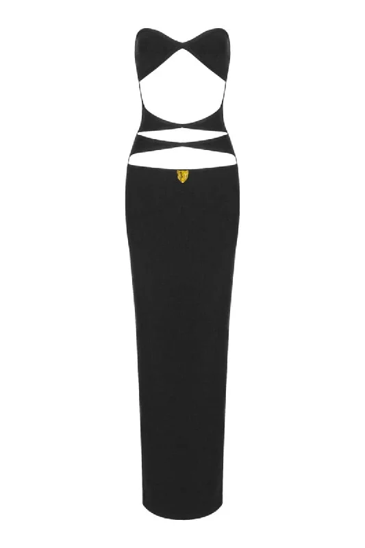 BLACK TRIANGLE CUT-OUT MAXI DRESS