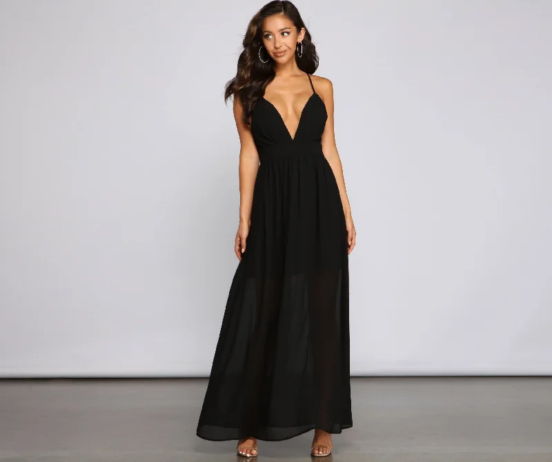Effortless Beauty Chiffon Maxi Dress Trendy Maxi Dress with Belt