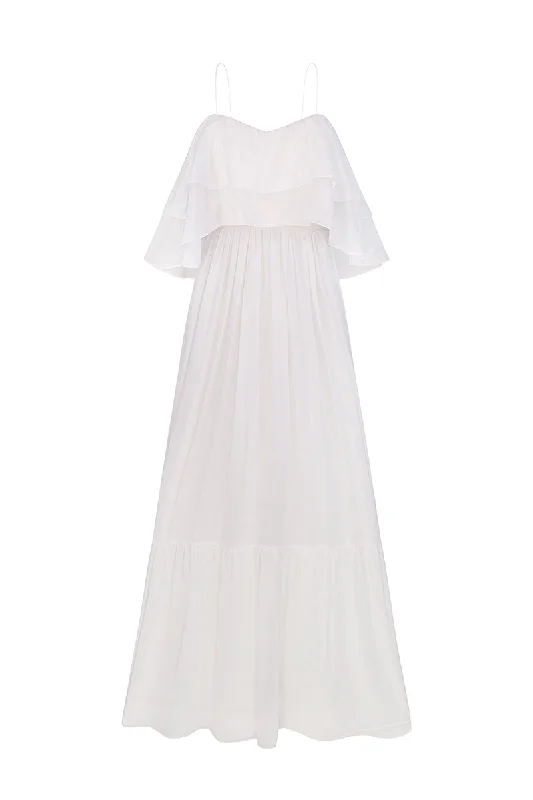 GODDESS FLOATY WHITE MAXI DRESS Comfortable Maxi Dress with Slits