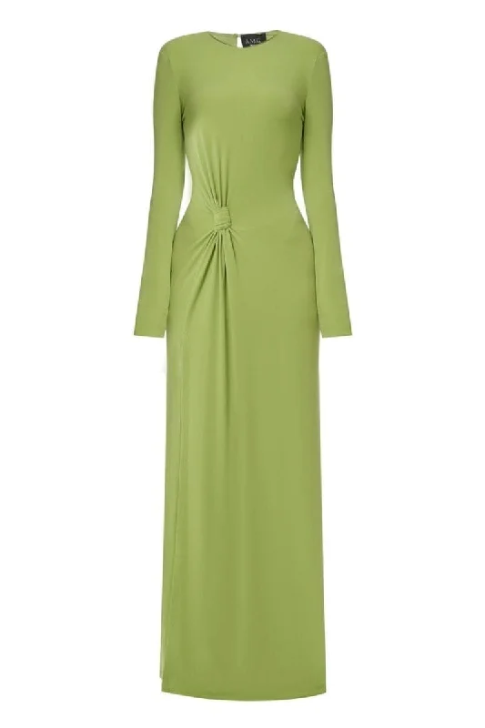 GREEN KNITTED KNOT MAXI DRESS