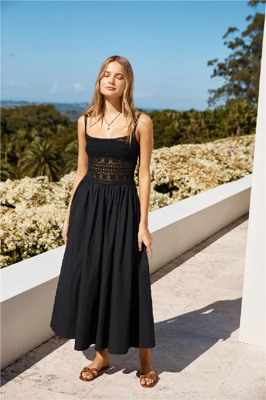 Heat Wave Maxi Dress Black Elegant Maxi Dress with Lace