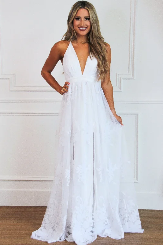 Here Comes the Bride Maxi Dress: Pure White