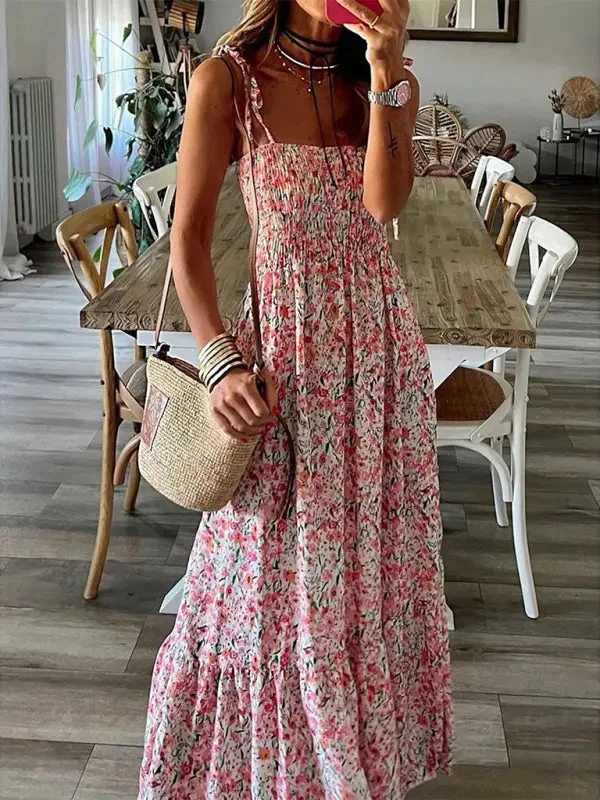 Blue Zone Planet |  Isabella's Floral Spaghetti Strap Maxi Dress Chic Boho Print Maxi Dress