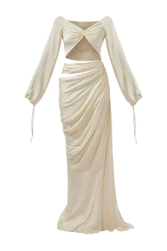 JENNIFER IVORY RUCHED MAXI DRESS