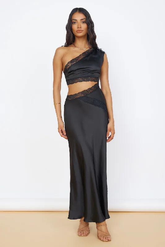 Limitless Love Satin Maxi Dress Black