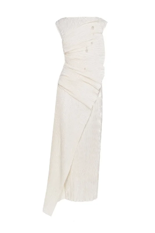 PEARL PLEATED MAXI DRESS