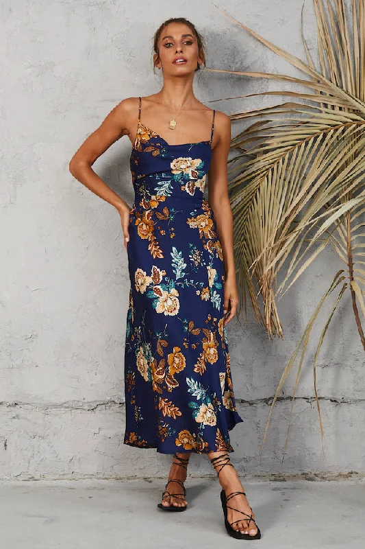 Round The World Maxi Dress Navy