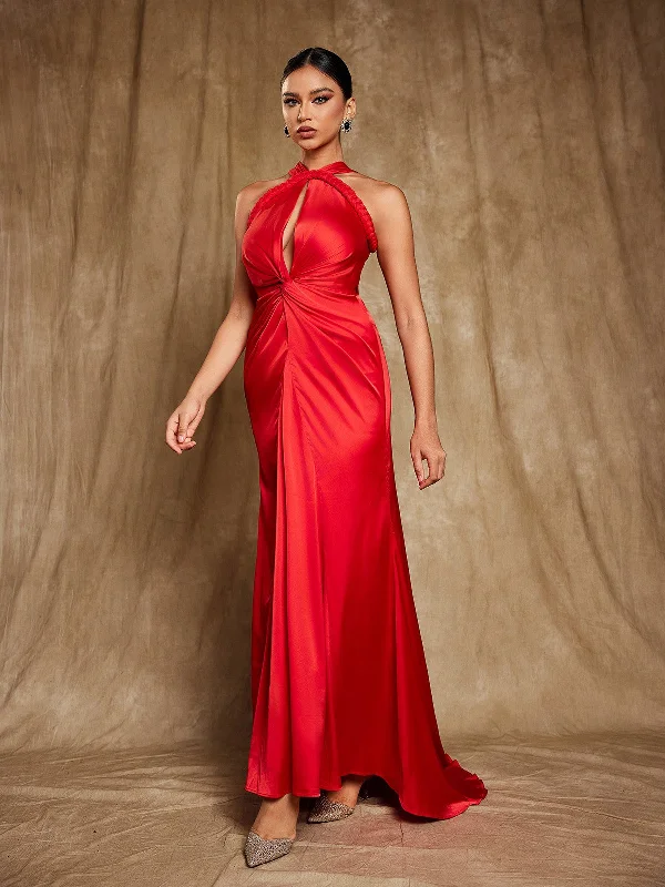 Samson Halterneck Satin Maxi Dress Fashionable Chiffon Maxi Dress