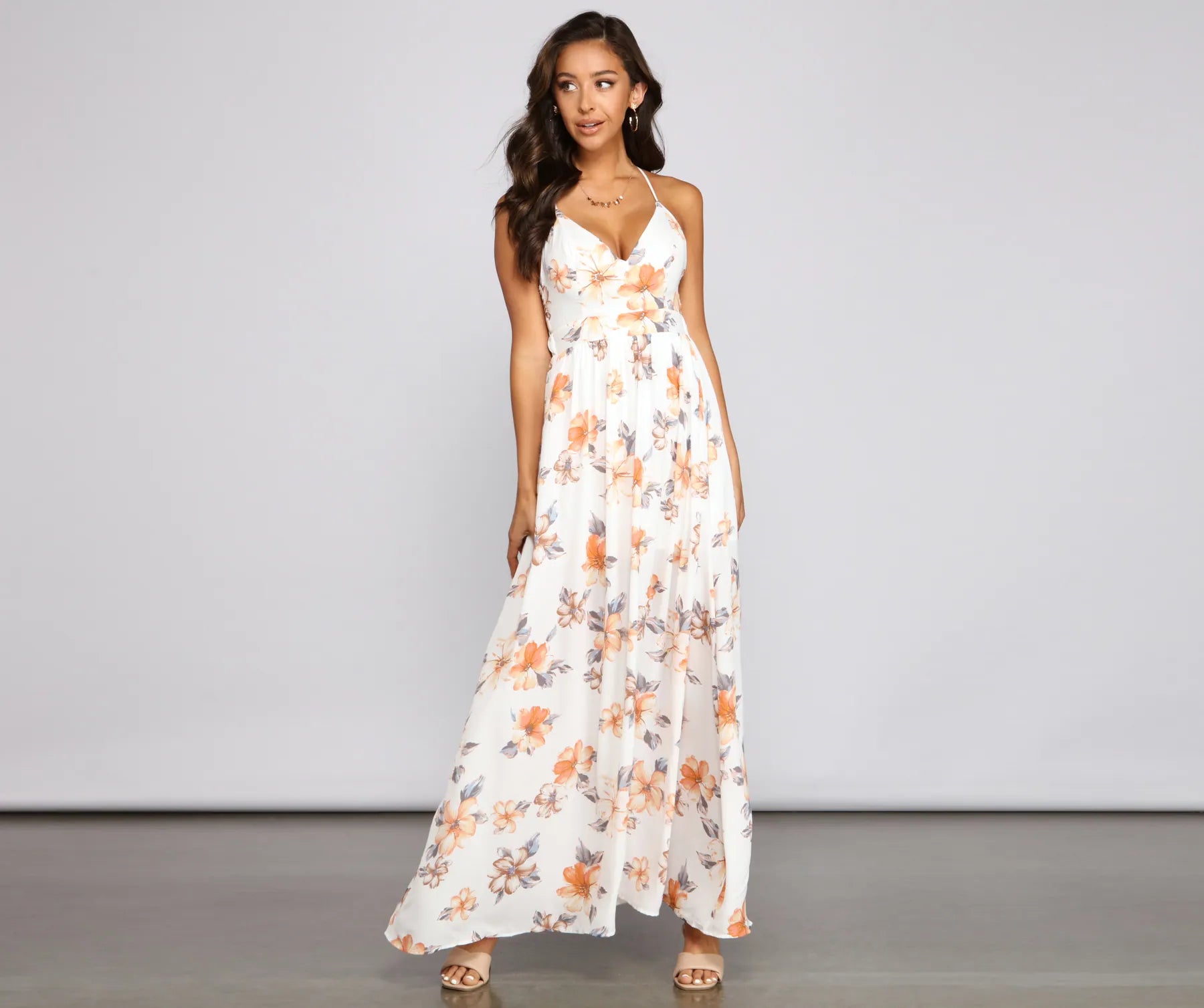 Spring Into Florals Maxi Dress Comfortable Maxi Dress with Slits