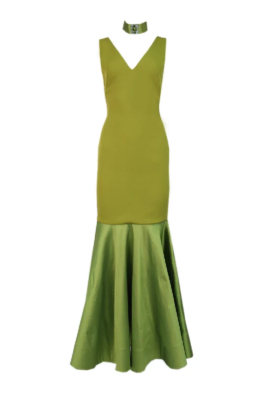 V-NECK TAFFETA MAXI DRESS Classic V-Neck Maxi Dress