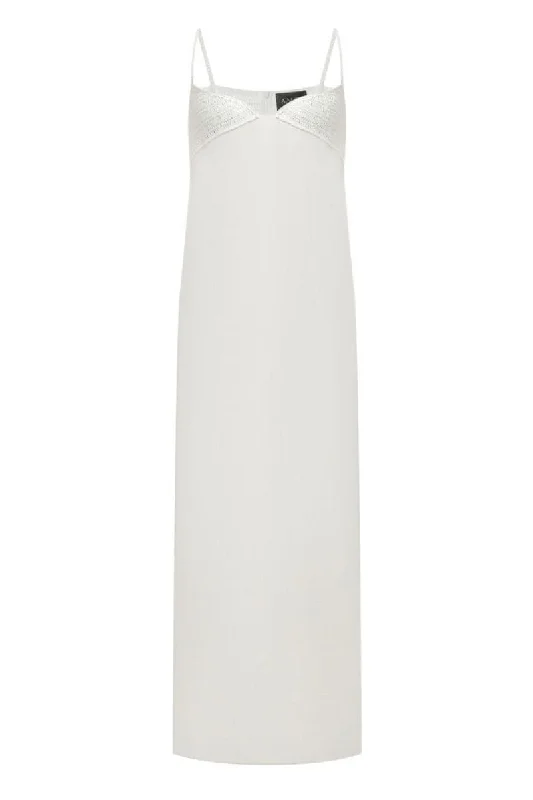 WHITE MAXI DRESS WITH KNITTED TOP