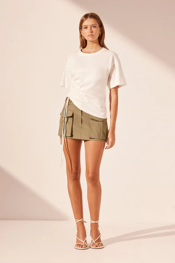 Alda Asymmetrical Drawstring Tee