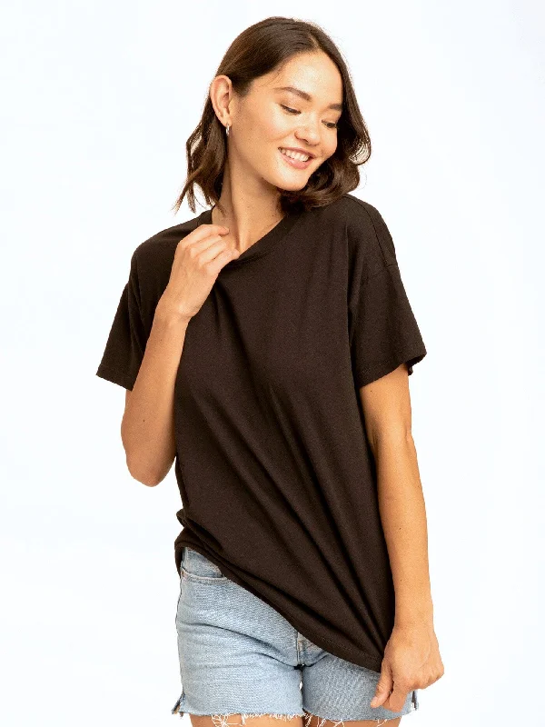 Andie Comfort Jersey Boyfriend Tee Notch Collar Peter Pan Collar Cowl Neck