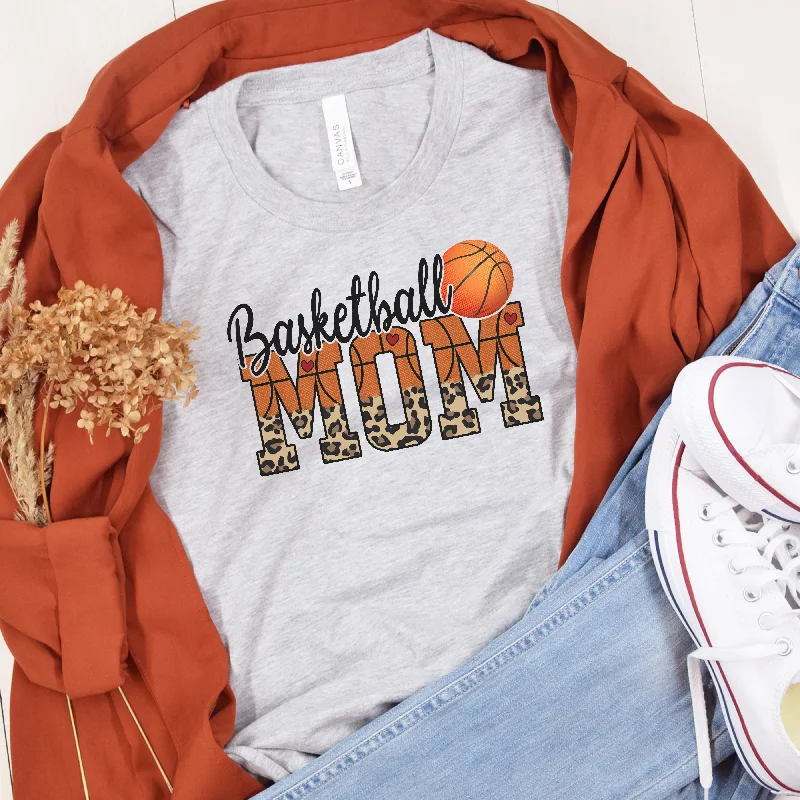 Basketball Mom Leopard Shirt | Sports Mom Tee Lace Blend Ribbed Blend Corduroy Blend