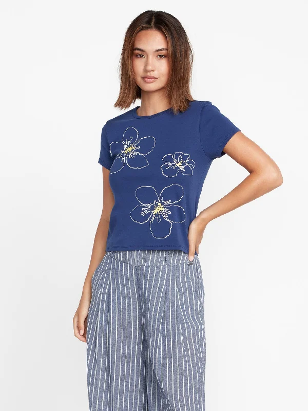 Coco Ho Babydoll T-shirt - NAVY Zippered Front Buttoned Front Snap Front