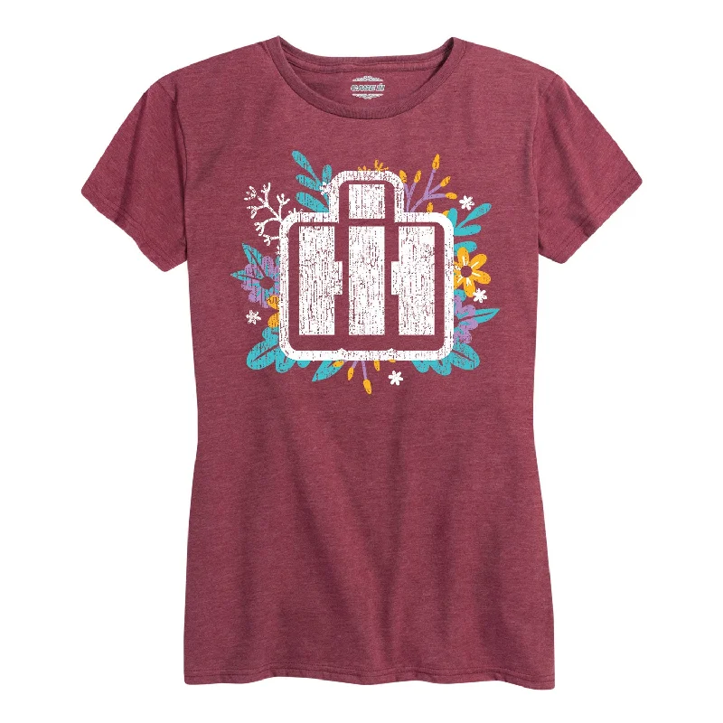 Floral Case International Harvester™ - Women's Short Sleeve T-Shirt Real Fur Shearling Chenille
