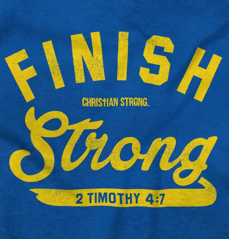 Finish Strong Scripture Crop Top Sleeveless T Shirt Ribbed Striped Patterned