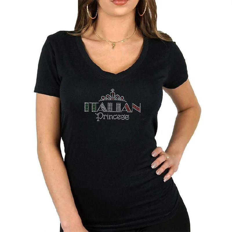 Italian Princess Womens Tee Beaded Sequined Faux Fur