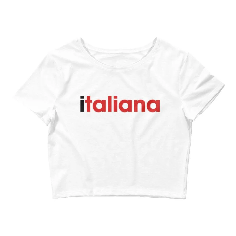 Italiana Womens Crop Tee V-Neck T-Shirt Long Sleeve Cotton