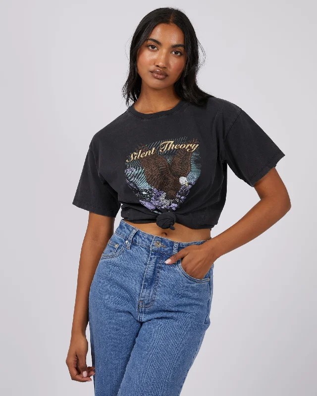 Joshua Tree Tie Tee Washed Black Real Fur Shearling Chenille