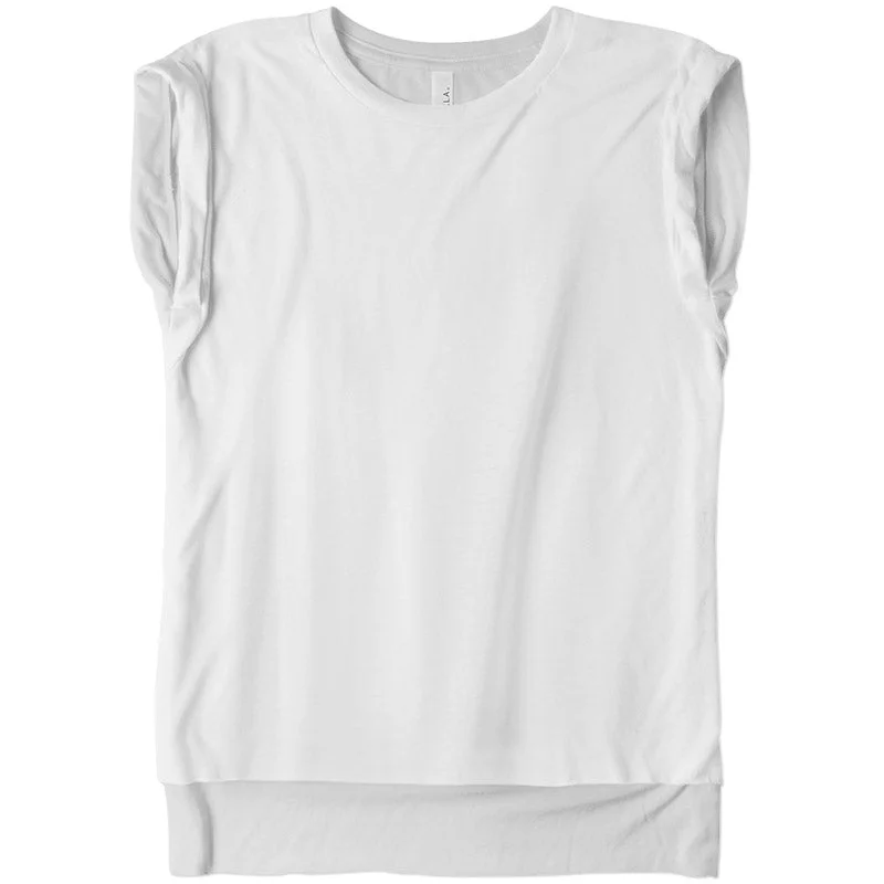 Ladies Flowy Rolled Cuff Muscle Tee Fleece Fabric Down Fabric Feather Fabric