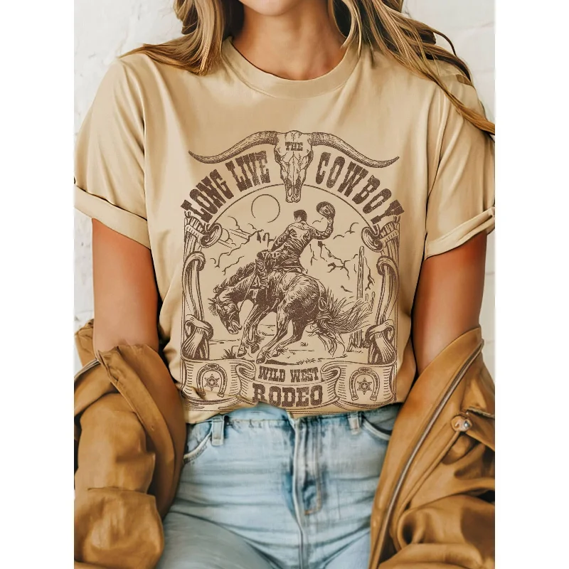 Long Live the Cowboy Wild West Rodeo Graphic T-shirts Chenille Blend Fleece Blend Nylon Blend