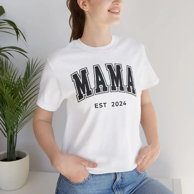 Mama Est T-Shirt (Personalized Year) Handmade Hand-knitted Hand-woven