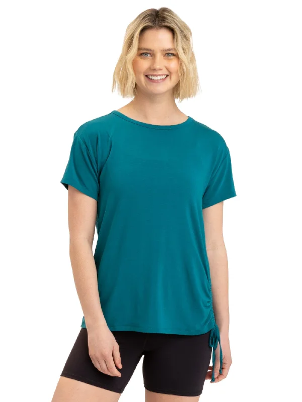 Nia Side Ruched Jersey Tee Chenille Fabric Brocade Fabric Lace Fabric