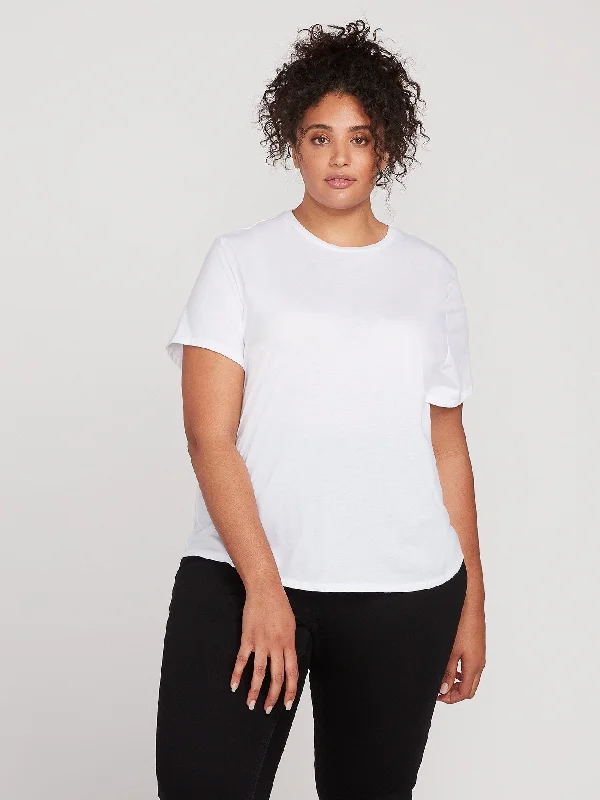 One Of Each Plus Size Tee - White Ribbed T-Shirt High Neck Heavyweight
